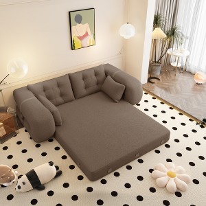 78.7'' Teddy Foldable Sofa Bed with Foam Filling and Multi-Functional 3-in-1 Design - 1 of 4