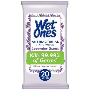 Wet Ones Travel Pack Antibacterial Hand Wipes Lavender - 20ct : Target