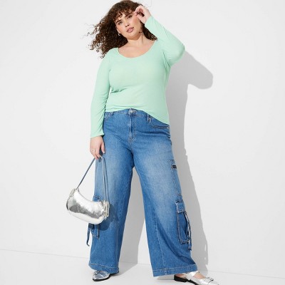 Women's Long Sleeve Scoop Neck T-Shirt - Wild Fable™
