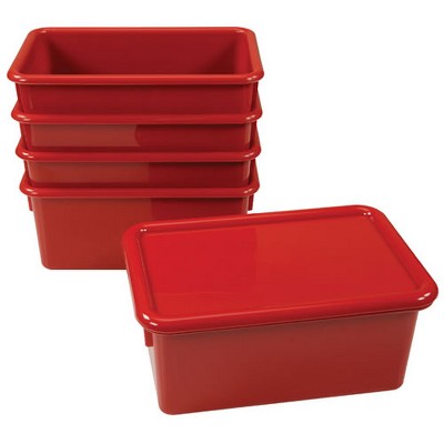 Kaplan Early Learning Storage Bins with Lids - Set of 5 - Red