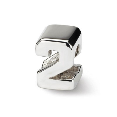 Black Bow Jewelry Sterling Silver Block Style, Number 2 Bead Charm