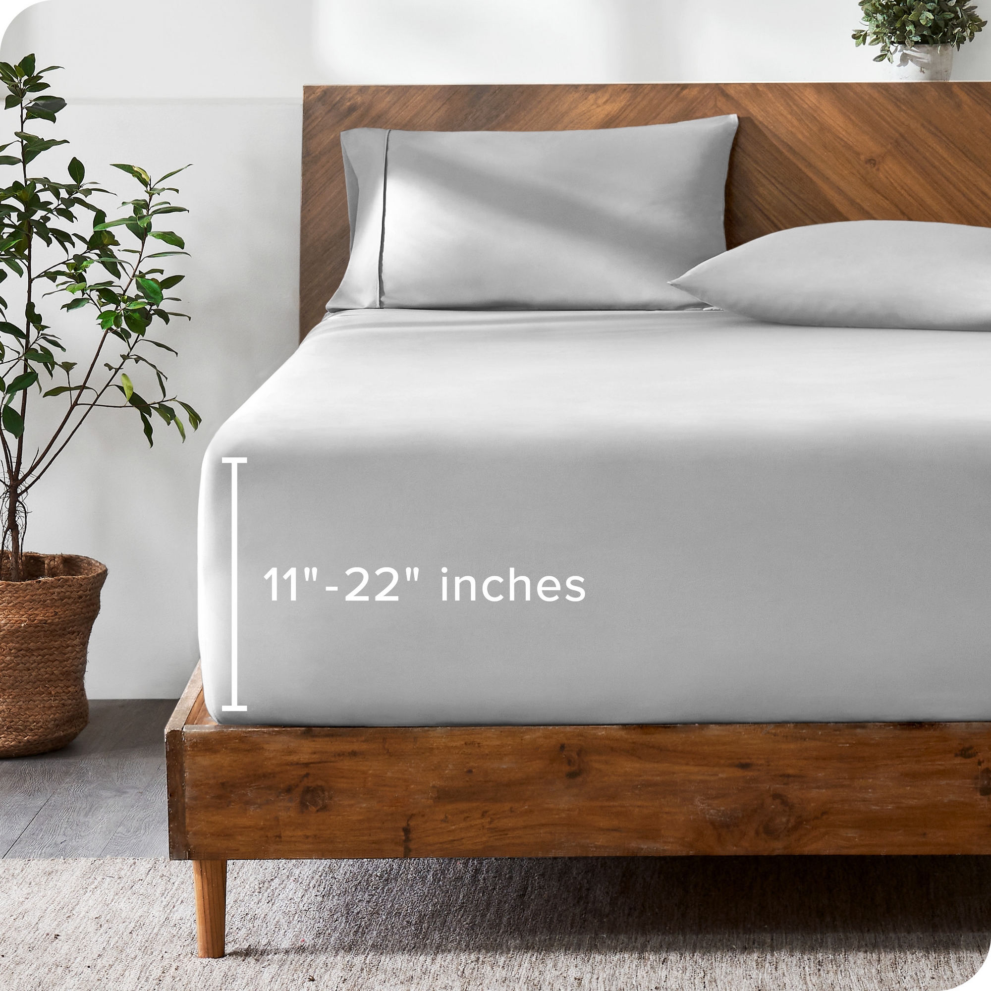 22 Inch Extra Deep Pocket Ultra-Soft Easy Care Fitted Sheet by Bare Home - King, Cloud Grey