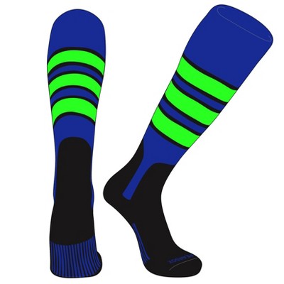 PEAR SOX OTC Baseball Softball Stirrup Socks (C, 7in) Royal, Black, NEON Green, Black