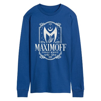 Мужская застиранная футболка Maximoff Chaos Magic с длинным рукавом и рисунком в тон, синяя