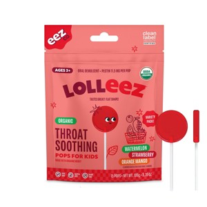 The Eez Co. Lolleez Organic Throat Soothing Pops - Watermelon, Strawberry & Orange Mango - 15ct - 1 of 4