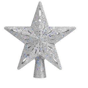 Aoibox Christmas Tree Topper Lighted Star 6 Projection Modes 3D Glitter Silver 10x10x2 in LED Rotating 1 Piece Holiday Decor - 1 of 4