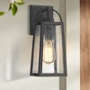 Possini Euro Design Woodley 13" High Modern Outdoor Wall Light Fixture Mount Porch House Exterior Weatherproof Sand Black Aluminum Seeded Glass Shade - 2 of 4