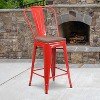 Emma and Oliver 24"H Metal Counter Height Stool with Back and Square Wood Seat - 2 of 4