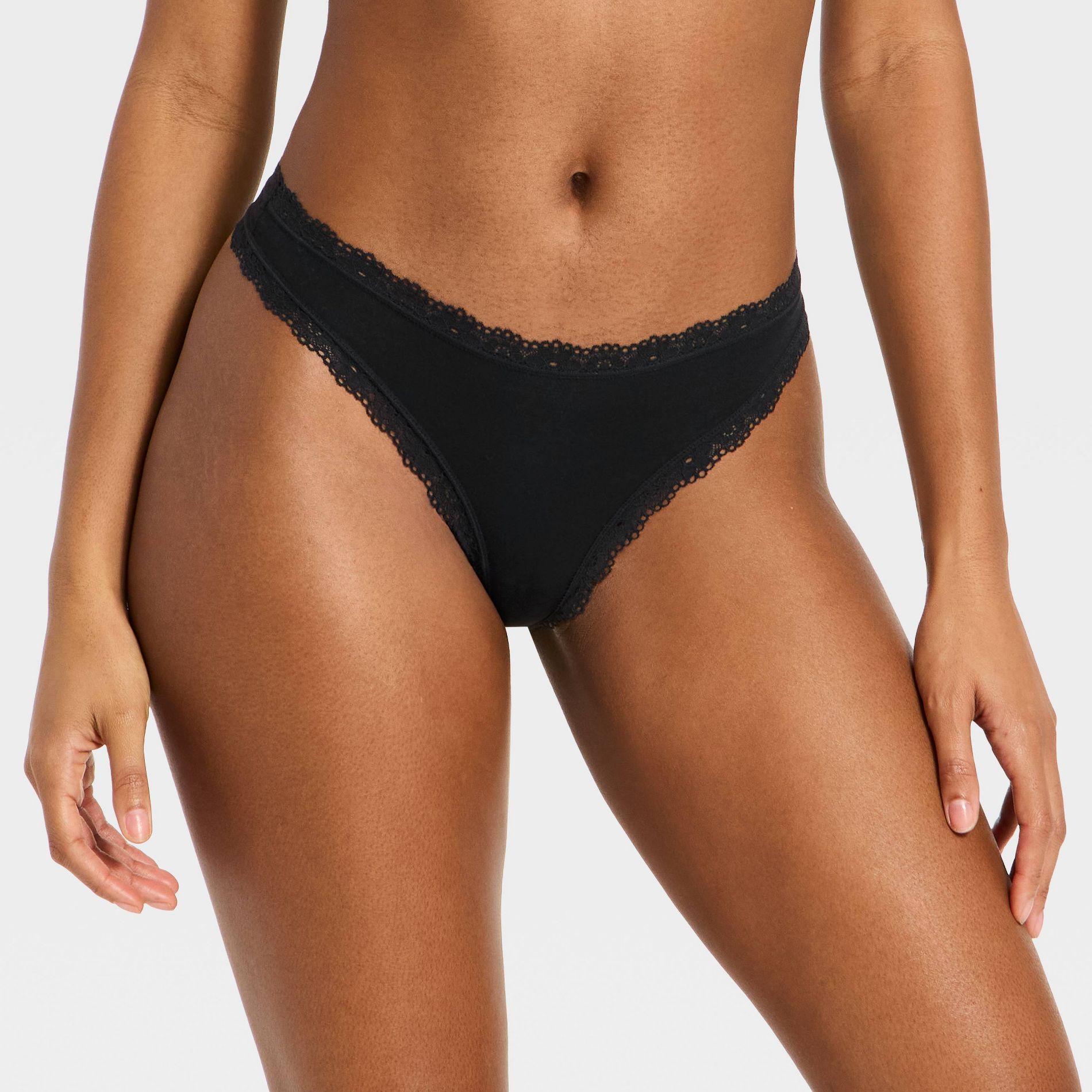 Women's Cloud Knit Lace Trimmed Thong Underwear - Auden™