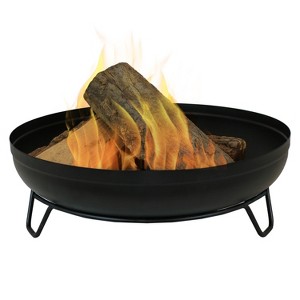 Sunnydaze Outdoor Camping or Backyard Steel with Heat-Resistant Finish Fire Pit Bowl on Stand - 23" - Black - 1 of 4