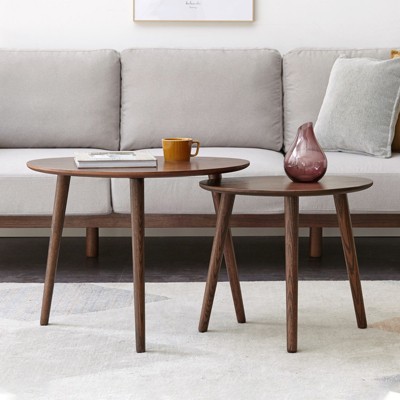 VYNXARIA (SINGLE)Center Table Low Table Top Plate Desk Pebble Shaped Natural Wooden Coffee Table Work from Home Easy to Assemble