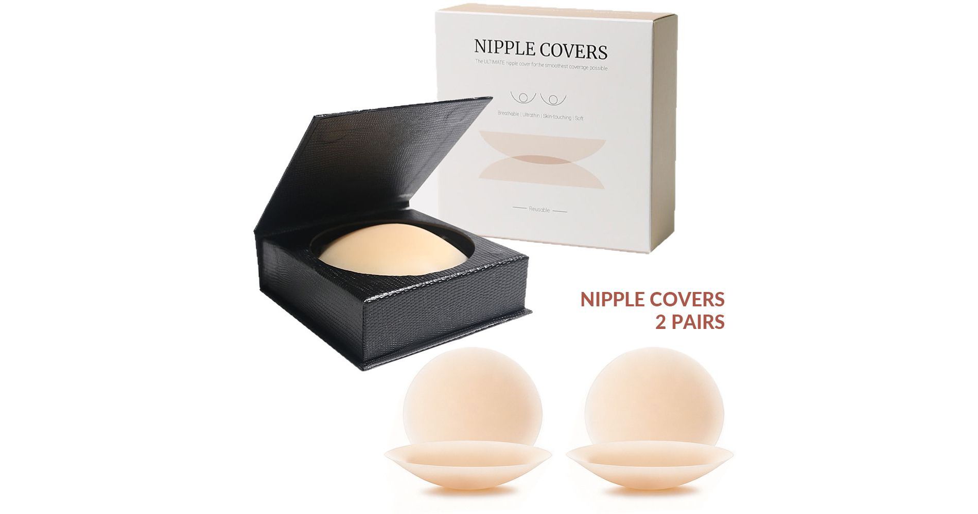 2 Pairs Nipple Covers Seamless and Sheer Adhesive Silicone Nipple Pasties for 28A-28C Women Reusable