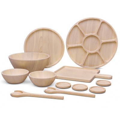 Blonde Par Rubber Tree Wood Large Serving Bowl 17.5"