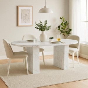 Homy Casa Oval Dining Table – Modern Fluted Base Design - 1 of 4