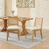 Modern Rattan Dining Chairs Set of 2,Farmhouse Linen Upholstered Dining Chairs with Cane Back,Armless Chairs for Kitchen-Coolbibila - 2 of 4