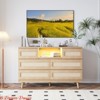 Entryway Rattan 6 Drawer Dresser with Charging Station, Led Lights, Wooden Natural Dresser for Bedroom, Modern Farmhouse Chest of Drawers - 4 of 4