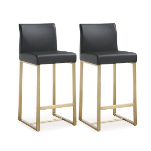 TOV Furniture Denmark Performance Vegan Leather Stool with Gold Base - Set of 2 Black - 1 of 4