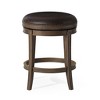 HomeRoots 26" Brown Faux Leather and Solid Wood Backless Counter Height Swivel Bar Chair - 4 of 4