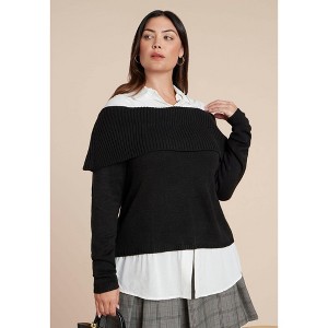 ELOQUII Off The Shoulder Twofer Sweater - 1 of 4