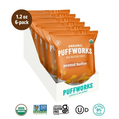 Puffworks Organic Peanut Butter Puffs (6-pack of 1.2oz bags)