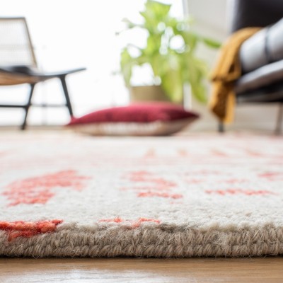Samarkand Red and Ivory Hand-Knotted Wool Area Rug