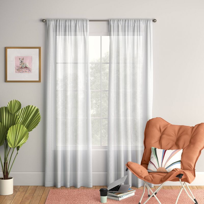 1pc Sheer Crinkle Window Curtain Panel White - Room Essentials™, 3 of 5