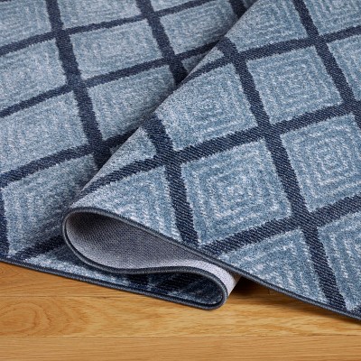 Blue Diamond Synthetic Rectangular Washable Area Rug 21" x 35"