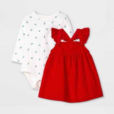 Baby Girls' Corduroy Skirtall Set - Cat & Jack™ Red Newborn