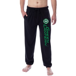 DC Comics Mens' Green Lantern Logo Character Sleep Jogger Pajama Pants Black - 1 of 3