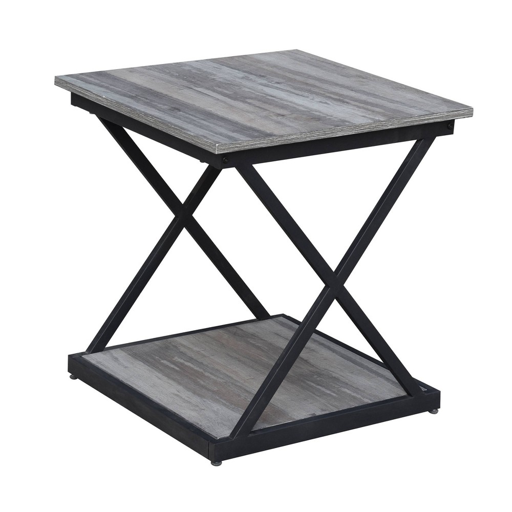 Photos - Coffee Table Stella Side Accent Table Weathered Gray/Black - Carolina Chair & Table