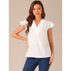 Allegra K Women's Pleated V Neck Flutter Sleeve Summer Casual Shirt - 2 of 4