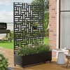 PexFix 72 in. x 47 in. Outdoor Metal Trellis with Planter Box in Street Pattern in Black - 2 of 4