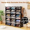 Simple Trending 8 Tier Shoe Storage 48 Pairs Shoe Rack with Door, Space Saving Shoe Cabinet with Hooks, Covers, Black - 3 of 4