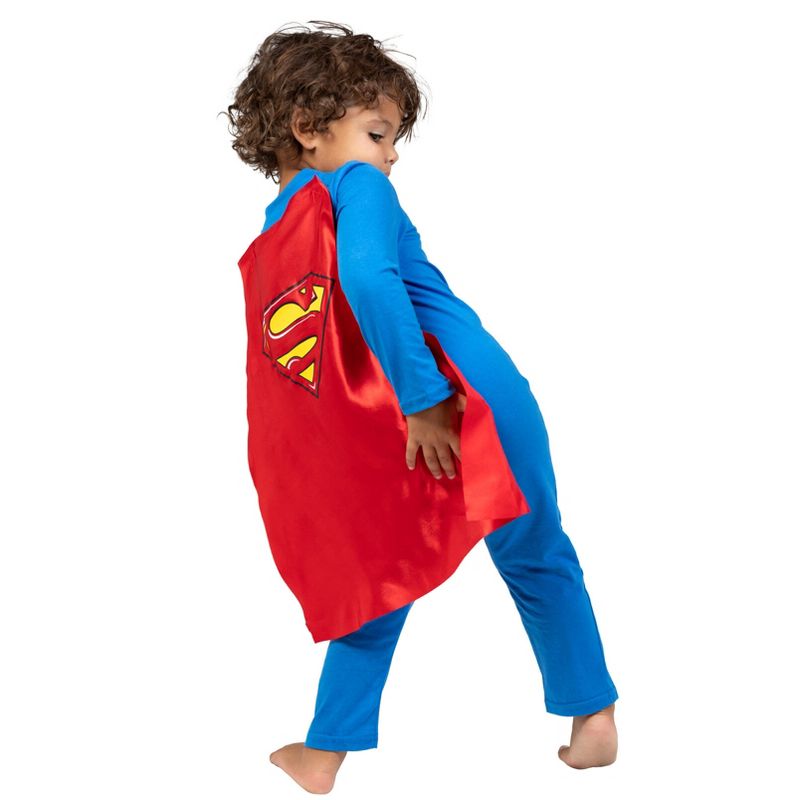 DC Comics Justice League Superman Zip Up Cosplay Costume Coverall and Cape Toddler , 3 of 10