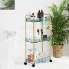 Boersma 3 Tier Rolling Cart Clear Bathroom Cart Organizer, Laundry Room Organization Mobile Shelving Unit Multifunction Rolling Utility Car - 2 of 4