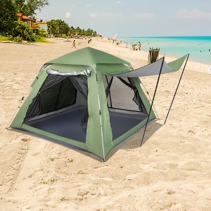 FURNIinspire Camping Tents Spring Quick Open 4 Person Family Tent, Pop Up Outdoor Breathable Tent, Mesh Design, Green, 94.49"*94.49"*50.06" - 1 of 4