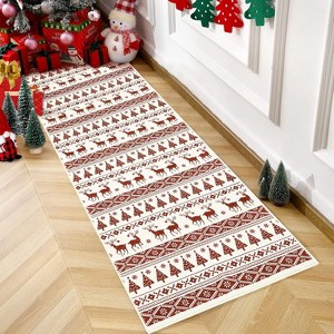 GustoWave Snowflake Christmas Holiday Decorative Area Rug for Bedroom Living Room, White - 1 of 4