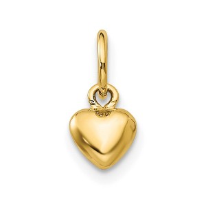 Black Bow Jewelry 14k Yellow Gold Tiny Puffed Heart Charm, 5mm (3/16 inch) - 1 of 4