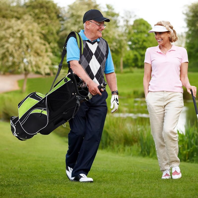 Costway Golf Stand Cart Bag Club w/6 Way Divider Carry Organizer Pockets Storage Green, 2 of 11