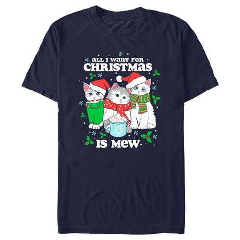 Men's Lost Gods All I Want for Christmas Is Mew T-Shirt - Navy Blue - 2X  Large