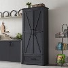 OKD Kitchen Pantry Cabinet - 72" Farmhouse Tall Wood Kitchen Storage Cabinets with Adjustable Shelves & 2 Barn Doors & Drawer - image 2 of 4