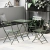VYNXARIA 3 Piece Patio Bistro Set of Foldable SquareTable and Chairs, Dark Greem - 2 of 4