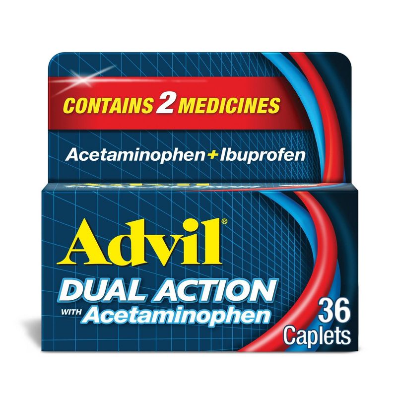Advil Dual Action with Acetaminophen combination of 250mg Ibuprofen and 500mg Acetaminophen Coated Caplets, 1 of 18