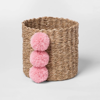 pink storage baskets