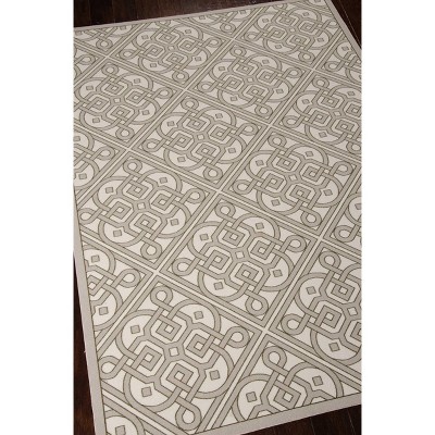Stone and Ivory Tufted Synthetic Outdoor Area Rug, 8x11