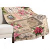 FIONECA Vintage Christmas Letter Print Blanket with Poinsettia and Floral Pattern Soft Warm Holiday Decor Throw 30x40 inches - 2 of 4