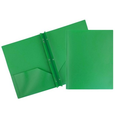 JAM 6pk Plastic 2 Pocket School POP Folders with Metal Fasteners - Green
