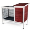 DOMETOUR Two-Tier Wooden Indoor/Outdoor Rabbit Cage for Small Animals with Runway and Leak-Proof Plastic Tray,Red - 3 of 4