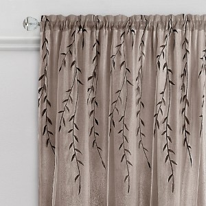 Kate Aurora Traditional Home 2 Pack Double Layered Embroidered Floral Sheer Curtains - 1 of 3