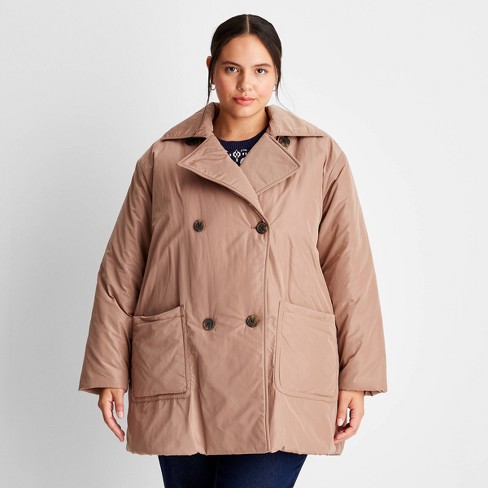 Women's Notched Lapel Double Breasted Puffer Coat - Future